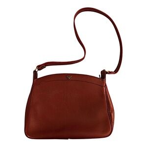 Vintage Red Leather Crossbody bag with Eagle Emblem Accent